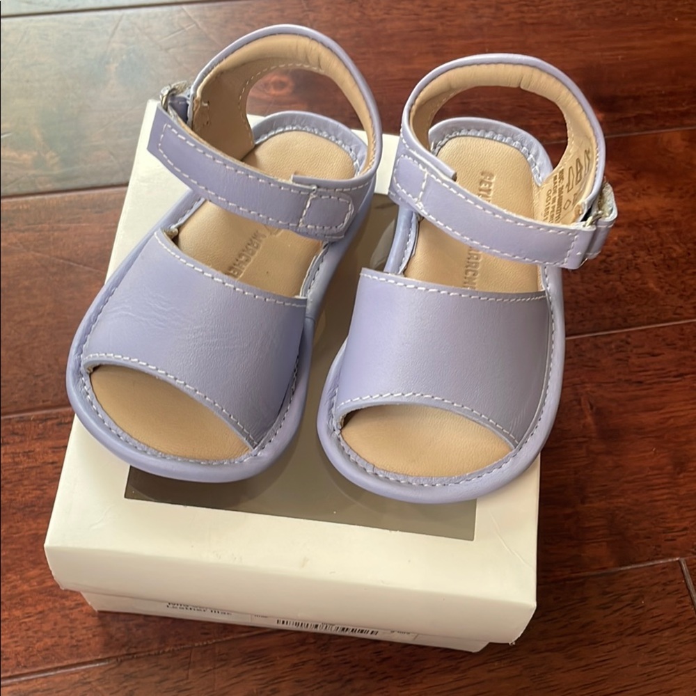 NIB Petits Marcheurs Mia Lilac Purple Leather Open Toe Flat Sandals 3